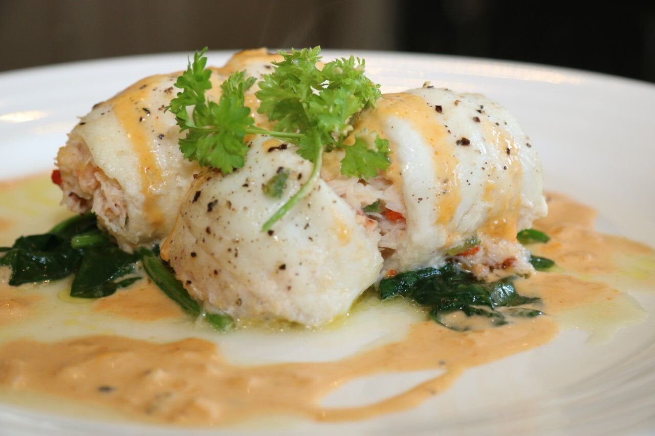 Stuffed Sole with Imitation Crab and Shrimps